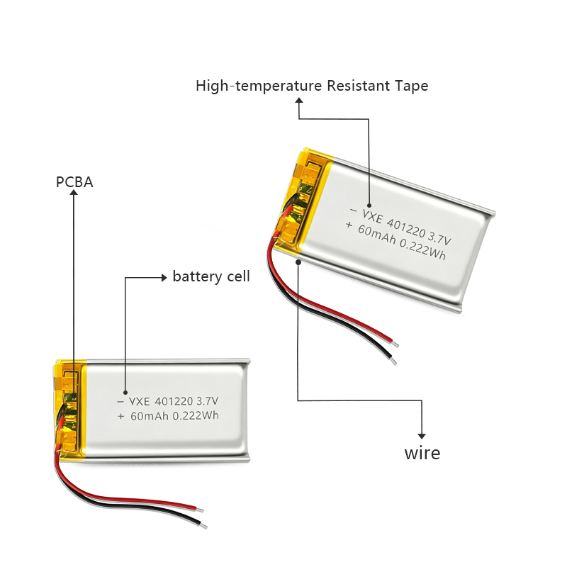 3.7 V Li-ion Battery 401220-60mah